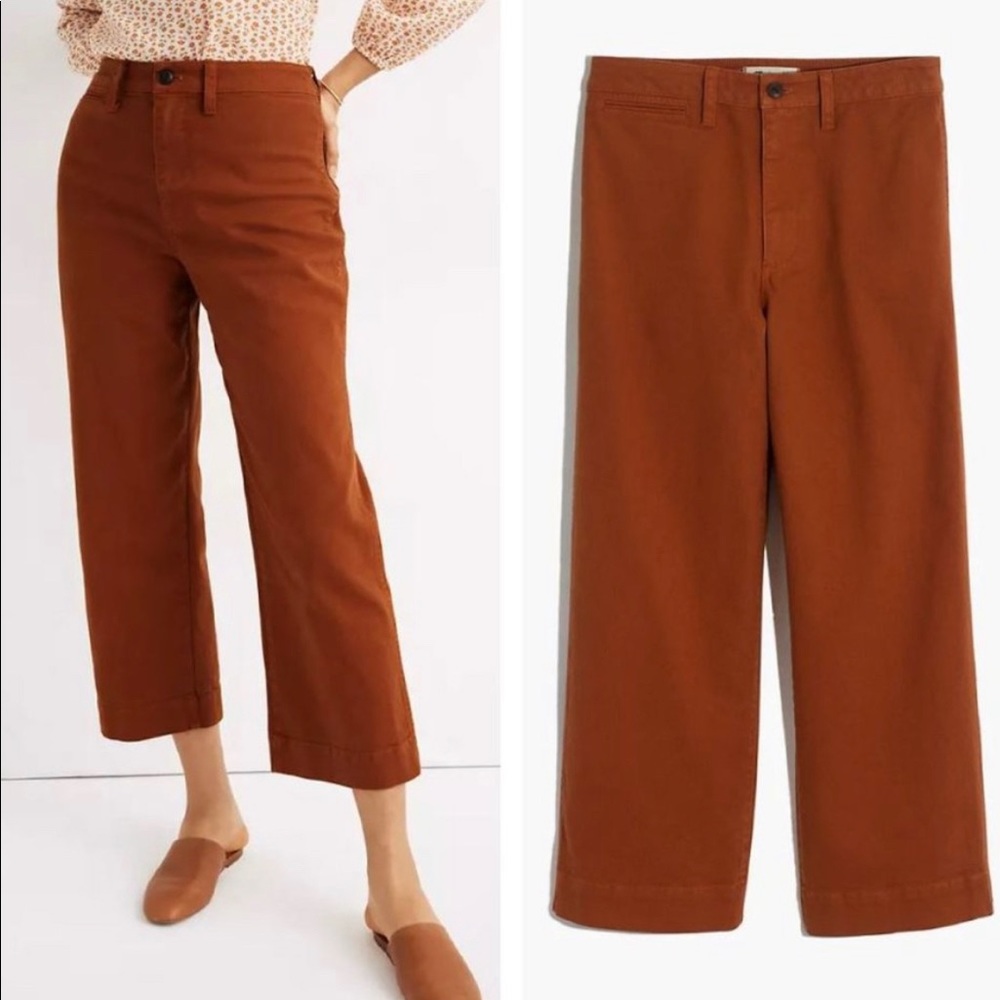 Madewell Curvy Slim Emmett Wide Leg Crop Pants Size 30 High Rise Burnt Orange